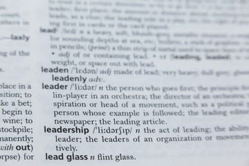 Fototapeta premium Definition of leadership in dictionary