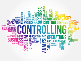 Controlling word cloud collage, business concept background