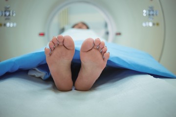 Patient undergoing CT scan test