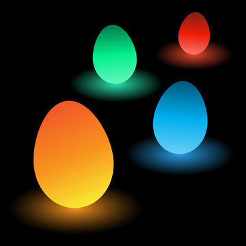 Neon Easter Eggs With Black Backround