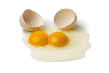  Broken double yolk egg - obrazy, fototapety, plakaty