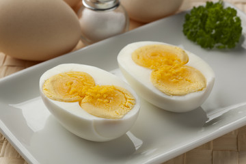 Cooked double yolk egg
