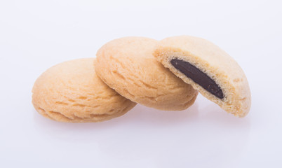 cookies or butter cookies white chocolate on background.
