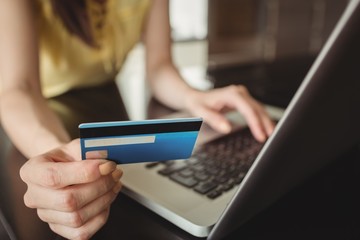 Beautiful woman shopping online