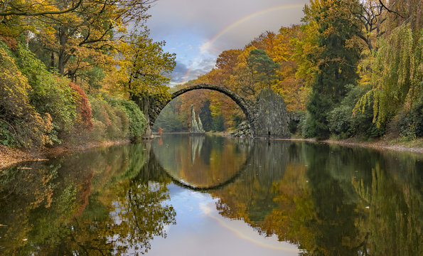 Devil's bridge"Rakotz bridge " in the park Kromlau, Germany