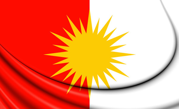 Yezidi Flag. 3D Illustration. Front View.