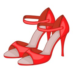 Red woman tango high heels icon. Cartoon illustration of red woman tango high heels vector icon for web