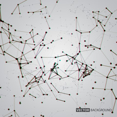 Abstract polygonal space background with connecting dots and lin