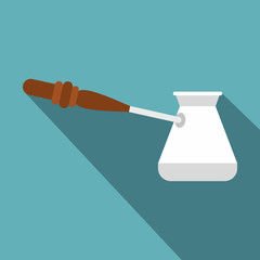 Turkish coffee pot icon. Flat illustration of Turkish coffee pot vector icon for web isolated on baby blue background