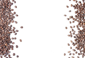 White background with coffee beans
