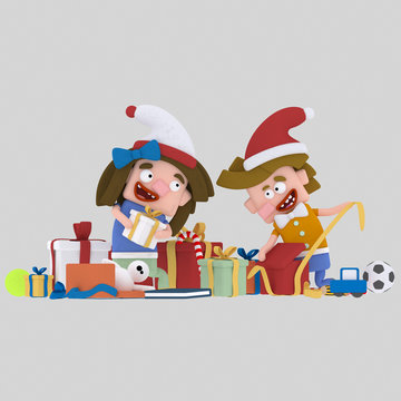  Kids opening gifts

EASY COMBINE!  Custom 3d illustration contact me!