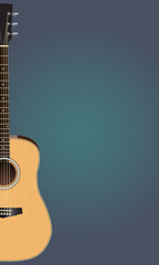 Concert show poster with acoustic guitar vector illustration.