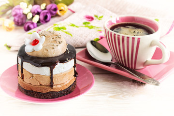 Cup of coffee and cake