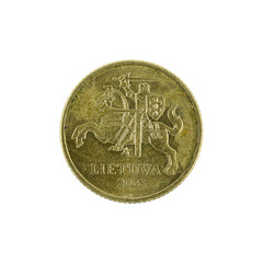 ten lithuanian centu coin (2008) isolated on white background