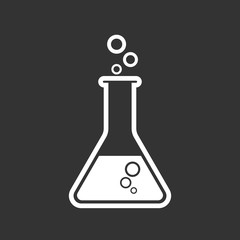 Chemical test tube pictogram icon. Laboratory glassware or beaker equipment isolated on black background. Experiment flasks. Trendy modern vector symbol. Simple flat illustration