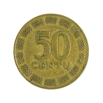 50 lithuanian centu coin (1997) isolated on white background