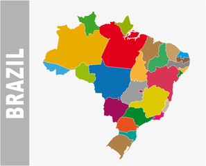 Colorful Brazil administrative and political vector map