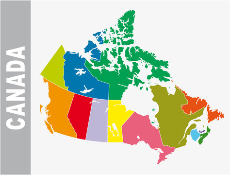 Colorful Canada administrative and political vector map