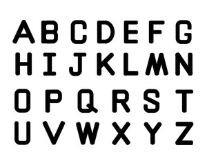 Geometric English bold font set in silhouette