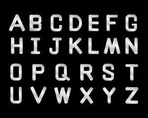 Geometric English bold font set in silver color