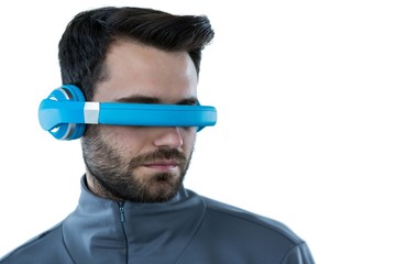 Man using virtual reality headset