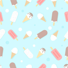 Ice cream vector seamless pattern
