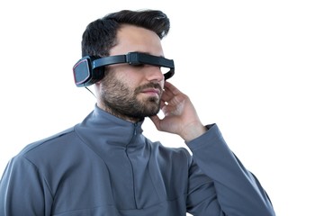 Man using virtual reality headset