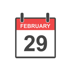 February 29 calendar icon. Leap Day, Vector illustration in flat style.