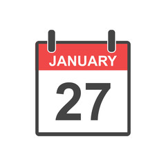 January 27 calendar icon. Vector illustration in flat style.