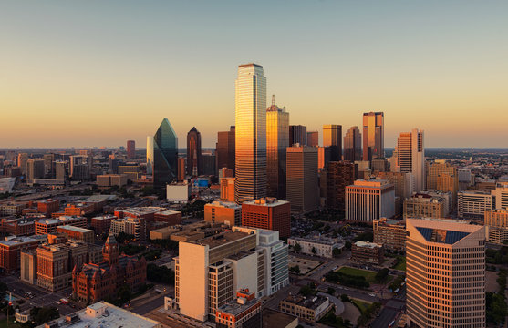 Dallas, Texas cityscape at sunset, USA