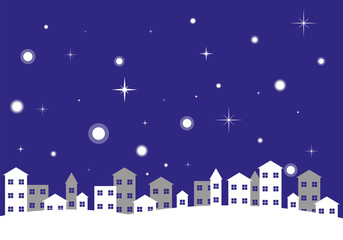 Naklejka premium City Night Winter Landscape
