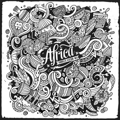 Cartoon cute doodles Africa illustration