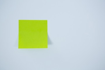Close-up of green adhesive note