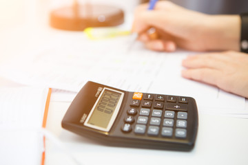 Calculator close up on desk