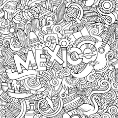 Mexico hand lettering and doodles elements background