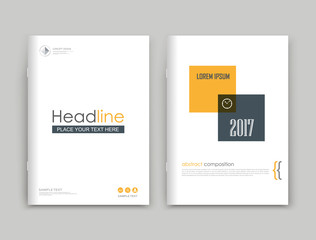 Abstract composition. Text frame surface box. White, yellow, black a4 brochure cover design. Title sheet model set. Financial analytic icon. Vector front page font. Ad banner form texture. Flier fiber