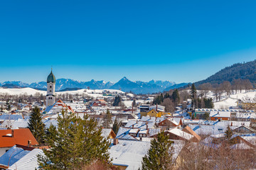 view of church in allgau village