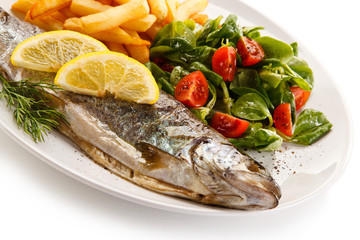 Fish dish - roasted trout with vegetables 