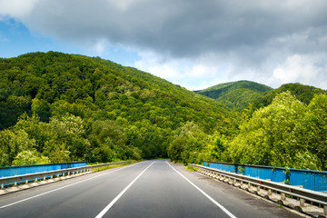 Asphalt road in mountains of Carpathians