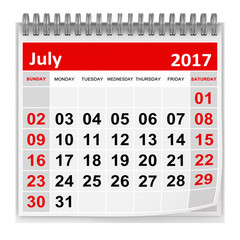 Calendar - July 2017