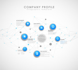 Company profile overview template with blue circles and dots - l