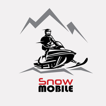 snowmobile logo template, stylized vector symbol