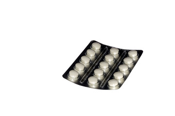 pills in blister isolated on the white background