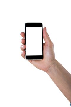 Close-up of hand showing mobile phone