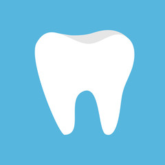 Healthy Tooth icon. Oral dental hygiene. Children teeth care. Blue background. Flat design.