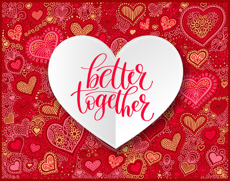 Better Together Vector Text Phrase Illustration, Love or Friends