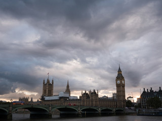 Naklejka na ściany i meble Cloudy scene of Westminster palace