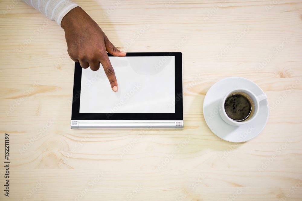 Aufkleber graphic designer using digital tablet at his desk
