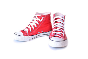 Red sneakers on white
