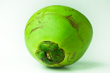 Green coconut fruit isolated on white background.Fresh coconut isolated.